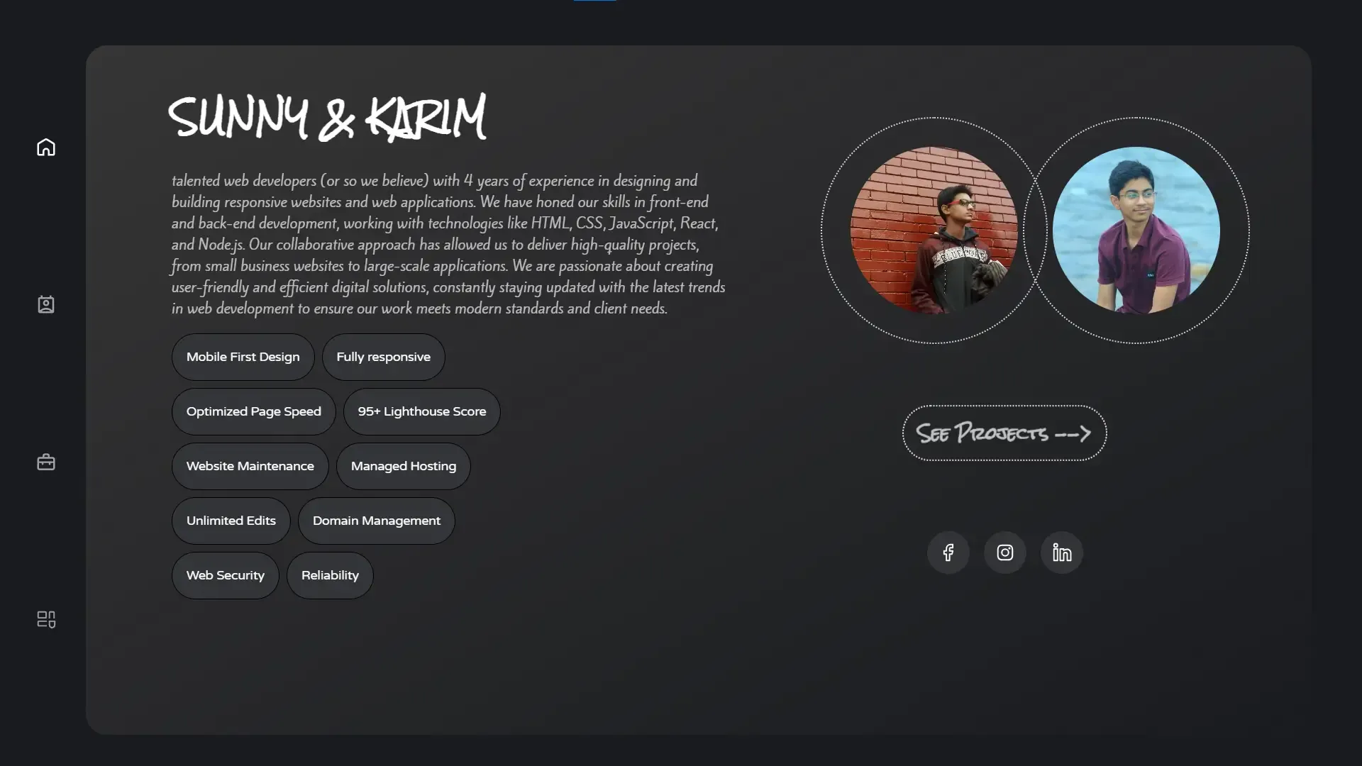 Sunny & Karim Web Designs Website Home